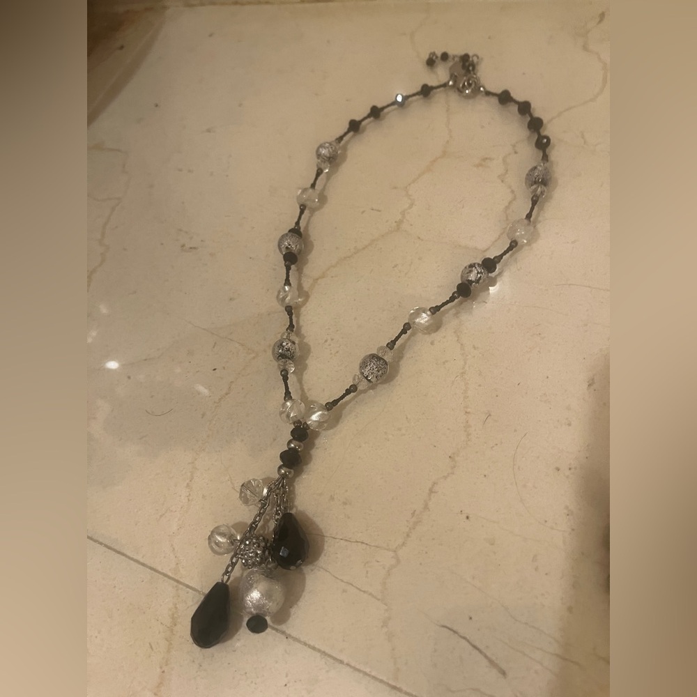 Elegant Black and Silver Beaded Necklace